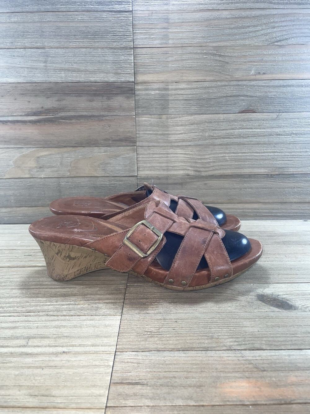 ARIAT Haven Brown Strappy Slide Leather Sandals Size 10B Womens Shoes